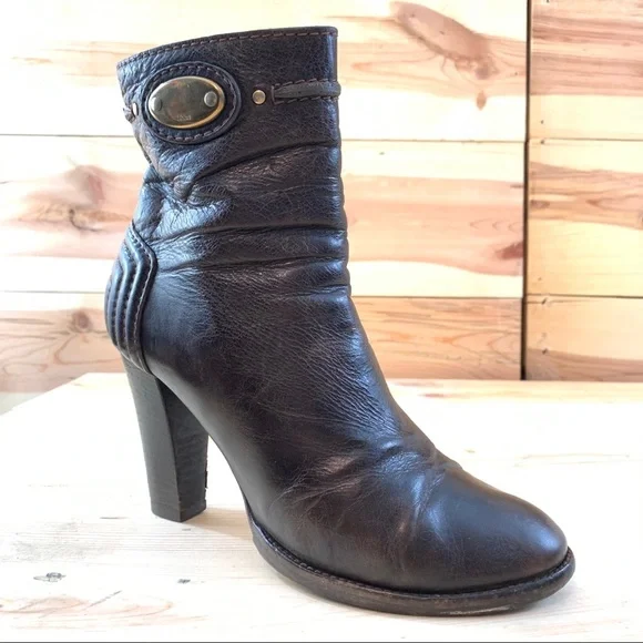 Chloe dark brown leather heeled ankle boots 39 - Picture 2 of 16
